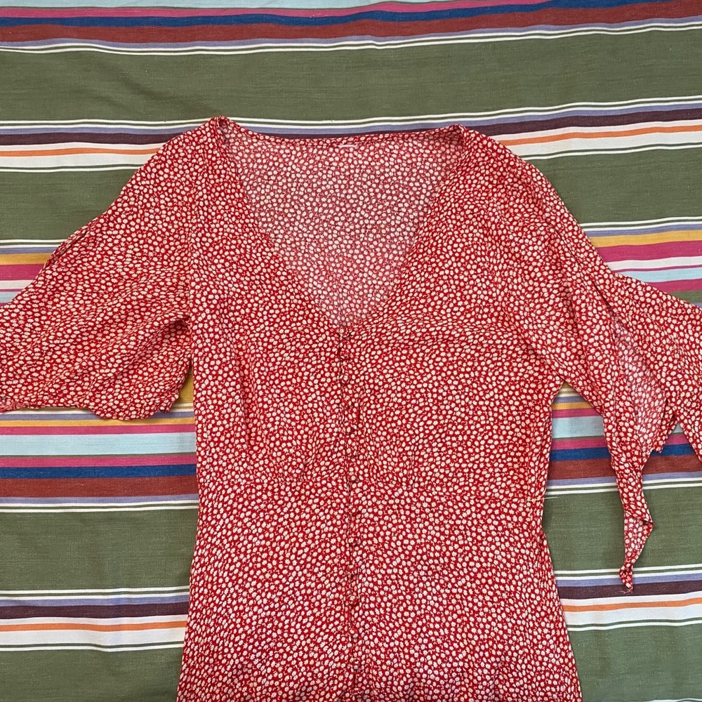 H&M Floral Tie-Sleeve Maxi Dress